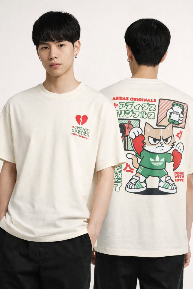 V-DAY HEART BROKEN CAT GRAPHIC T-SHIRT