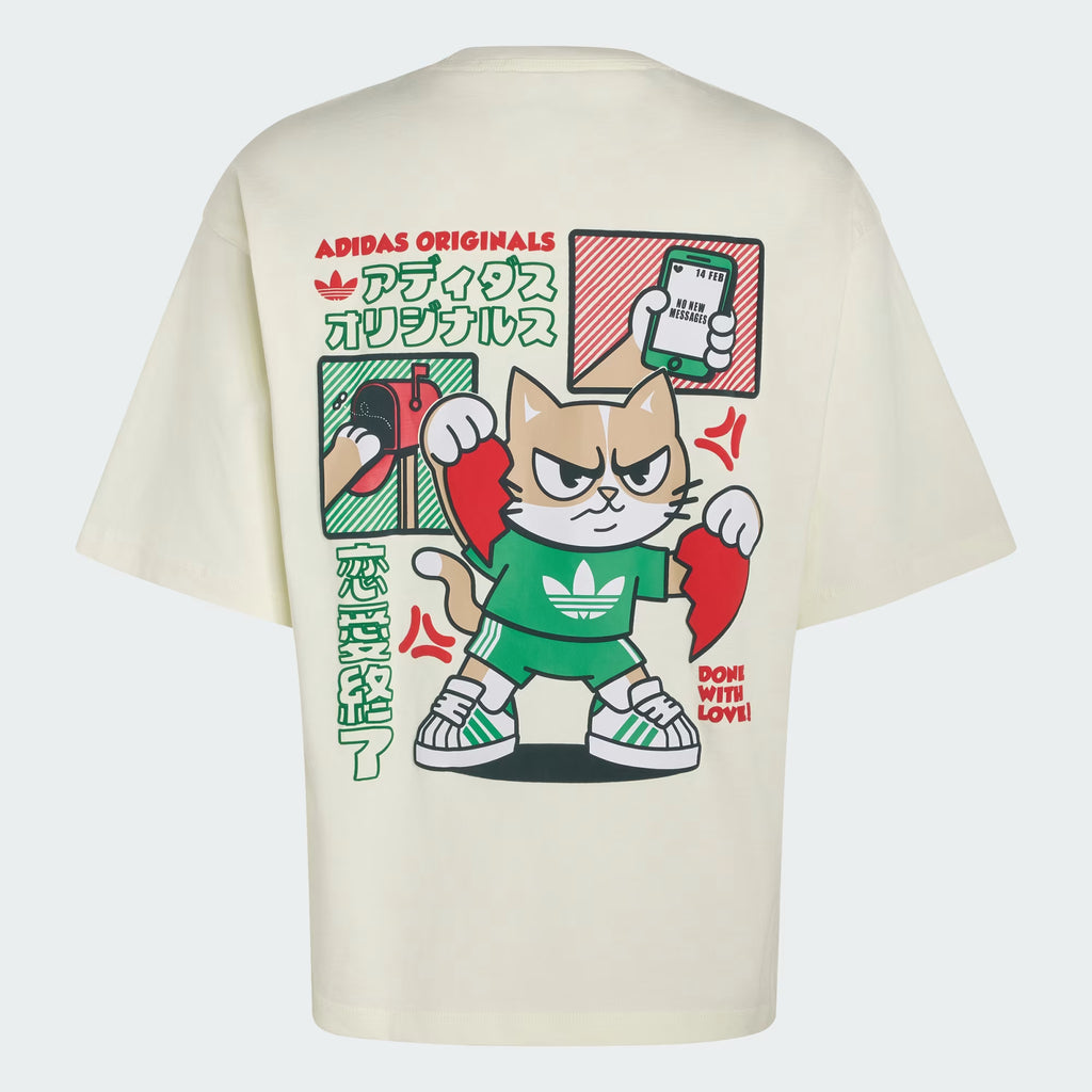 V-DAY HEART BROKEN CAT GRAPHIC T-SHIRT